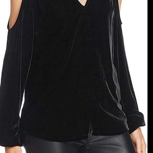 Ramy Brook Gigi top black velvet with silver